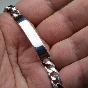 *925 Sterling Silver Men's ID Bracelet Cuban Link